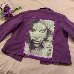 Prince Purple Rain Customized Purple Jean Jacket, Women’s Size 14